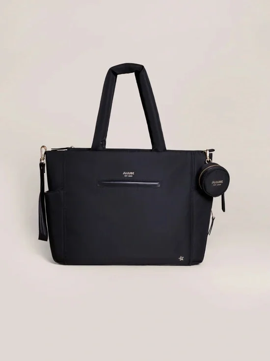 JuJuBe Utility Strap Tote Diaper Bag Black and Paci Pod EUC