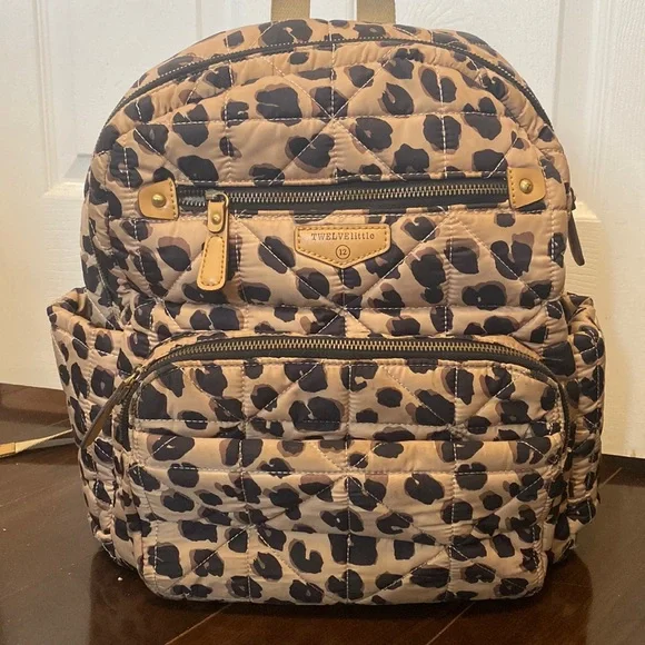 Twelvelittle companion diaper backpack in leopard print