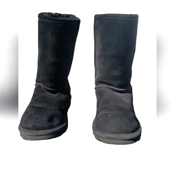 Bearpaw Black Suede Sheepskin Wool Emma Boots