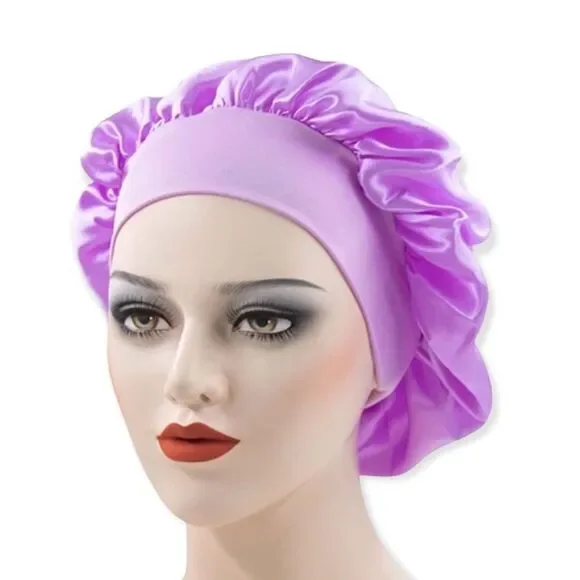 🆕Purple Satin Wide Elastic Hair Bonnet