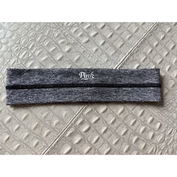 PINK Victoria's Secret Headband Gray Black Athletic Sport Workout Hair Accessory