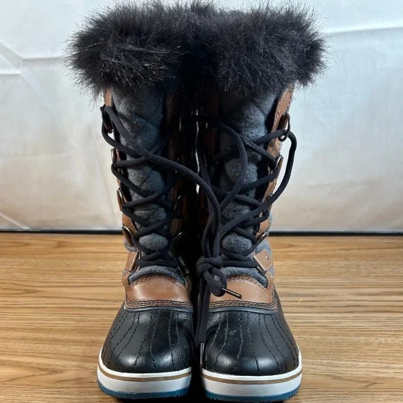Sorel Tofino Winter Boot Women 8 Gray BLK NL2113-242 Waterproof Quilted Leather