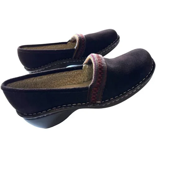 Naturalizer Brown Lined Loafer Suede Faux Fur Lining 2” Heel Suri Size 8.5