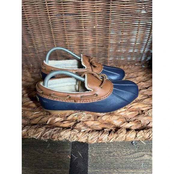 JBU by Jambu Gwen Navy Brown Faux Fur Lined Duck Shoes JB16GWN73 Womens 8M
