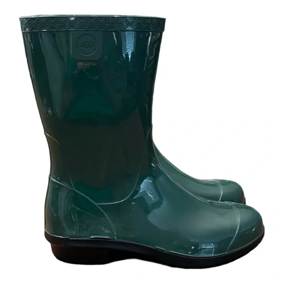 UGG Womens Raana Green Waterproof Round Toe Mid Calf Comfort Rain Boots Sz US 6