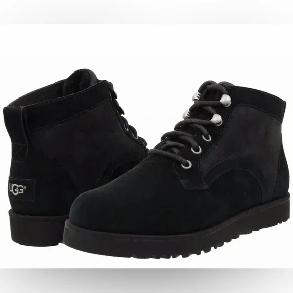 UGG Women’s Bethany Lace Up Sheepskin Booties 1012532- Black Suede