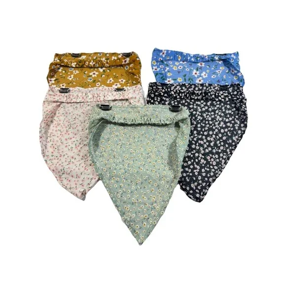 5 PS Floral Hair Scarf for Women Headband Bandanas with Clips Chiffon