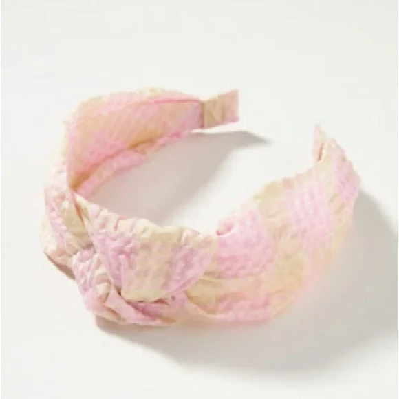 Anthropologie Pink and Cream Woven Headband