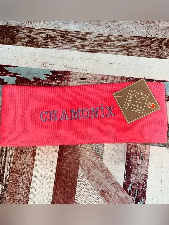 Vintage Chamonix 80’s Ski Headband NWT Hot Pink Made in France Warm Acrylic