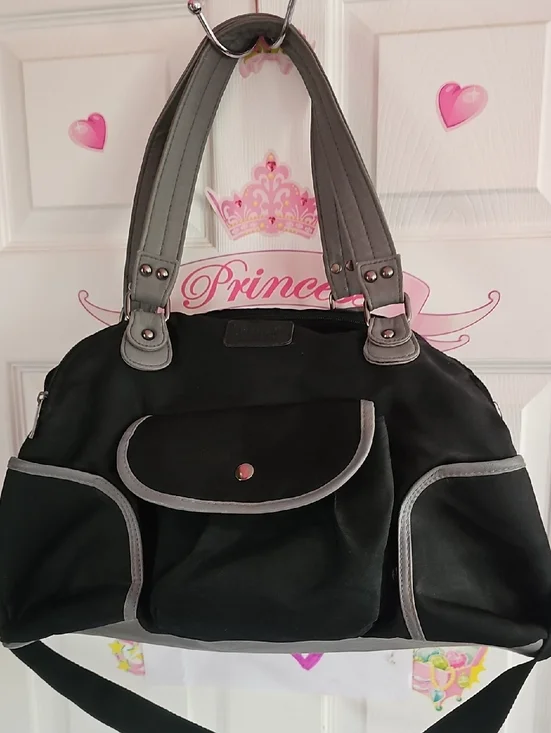 TRULY Black and Gray Baby Bag Tote