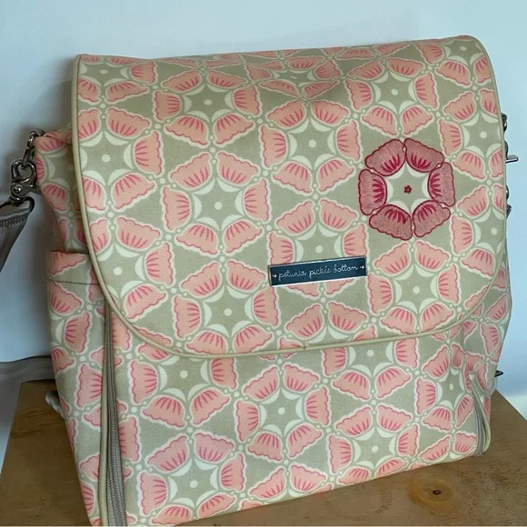 Petunia Pickle Bottom Boxy Backpack Diaper Bag | Pink Floral Glazed Canvas