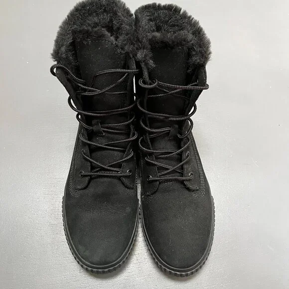 Timberland Women's Skyla‎ Bay Lightweight Fold Down Fur Lined Black Size 8