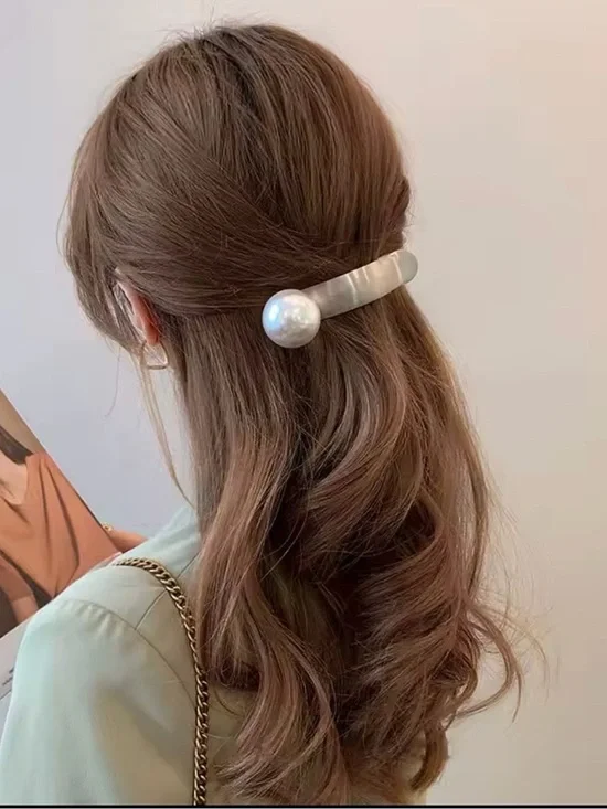 Pearl Hair Clip Hair Accessories silver