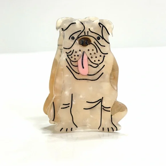 🍋2/$30 New Anthropologie English Bulldog Acrylic Hair Claw / Clip
