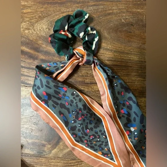 Fun, Unique Abstract and Polka Dot Silk Scrunchie Scarf Hair Tie!