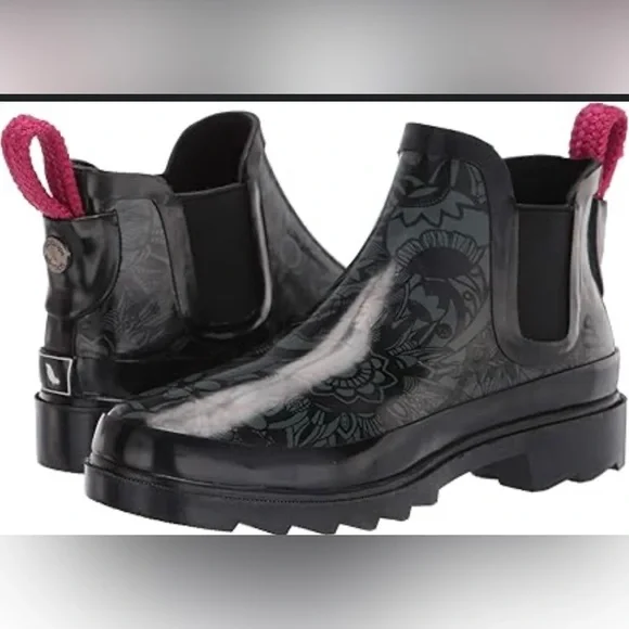 Sakroot‎ ankle water rainboots black pink 7