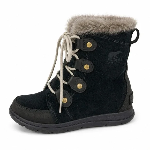 Sorel Tivoli III Winter Boots Women 7.5 Black Waterproof Suede Faux Fur Gorpcore