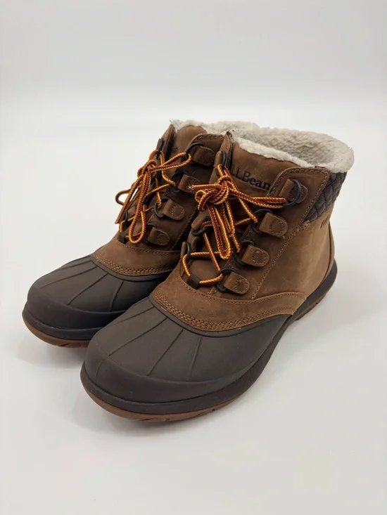 L.L.Bean Brown Duck Boots with Sherpa Lining Women's Storm Chaser Boots Lace-Up