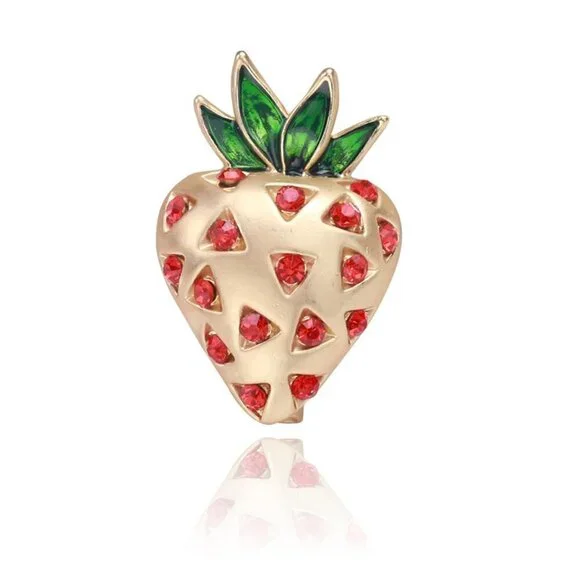 Strawberry pin gold tone