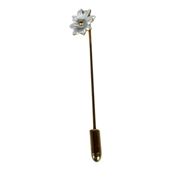 Daisy Flower Hat Stick Pin Gold Tone Vintage‎ Costume Jewelry