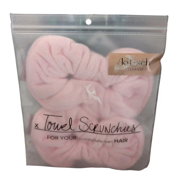Kitsch Towel Scrunchies Pink Set Of Two New
