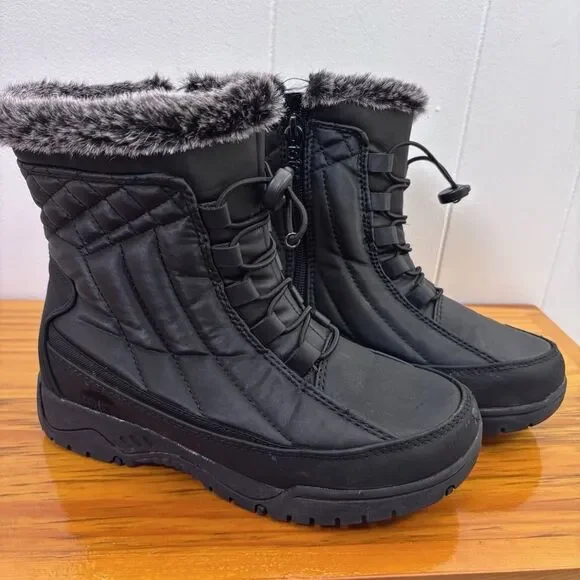 Totes‎ Eve Fur Lined Women's 6M Snow Boots Waterproof All Weather Winter Black