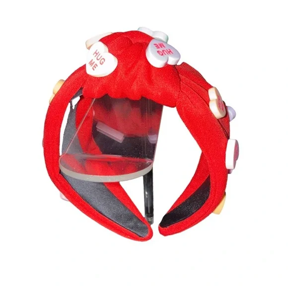 Red Headband with Heart Accents