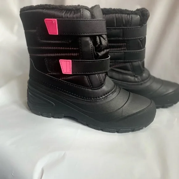 Black with Pink Accents Winter Boots