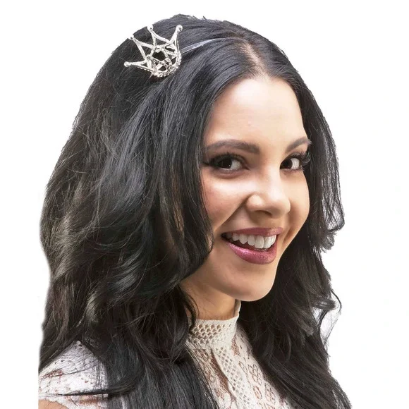 Crystal Mini 1.5in Crown Headband Silver Tone Princess Tiara Womens Girls OS NNT