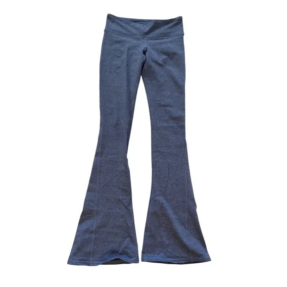 Alo Yoga Heathered Charcoal Gray High Waist Flare Leggings Bell‎ Bottom Pants XS
