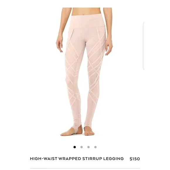Alo Yoga‎ High Waist Wrapped Stirrup Legging Burgundy Mesh Cutout Womens S