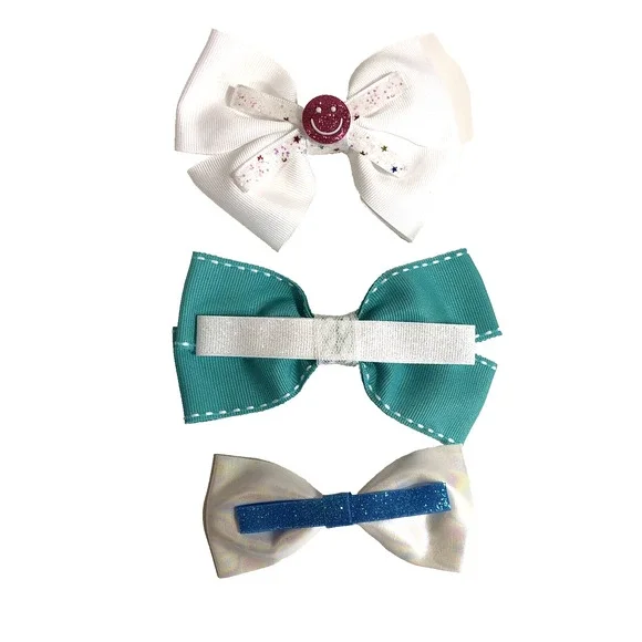 Hair Clip Barrette Lot Ribbon Bow Trendy New Coquette White Teal Glitter Ballet