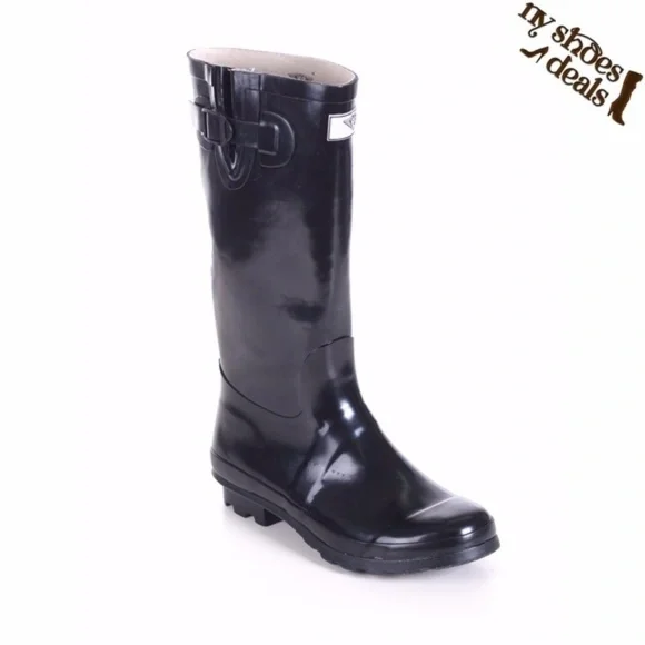 Women Rubber Rain Boots, Black 14