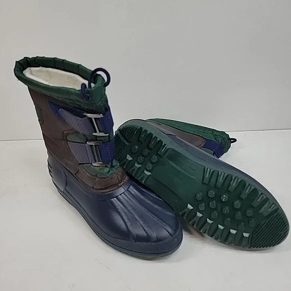 Winter Snow Boots Womens Size 7 Waterproof Blue Green Insulated Strap
