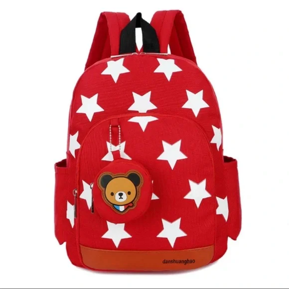 Kids School Bags Canvas Cute Star Pattern Travel Backpack
