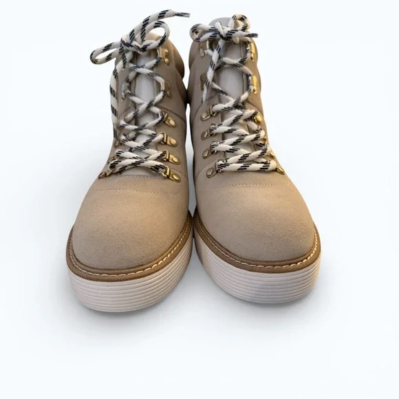 Cole Haan Waterproof Hiker Boots Women's 11M Ivory ZEROGRAND Wedge Boho NWT