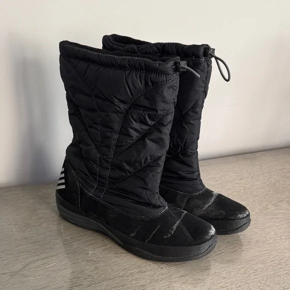 Lands' End Black Quilted Winter Boots Size 8.5B