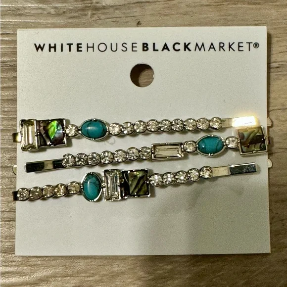 White House Black Market Turquoise and Silver Hair Clips