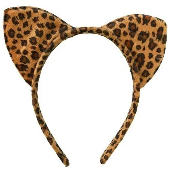 Leopard Cat Ears Headband Soft Brown Cloth Hair Accessory LE-01
