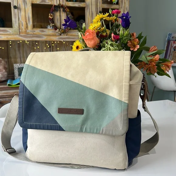 Petunia Pickle Bottom Navy and Teal Abundance Boxy Backpack