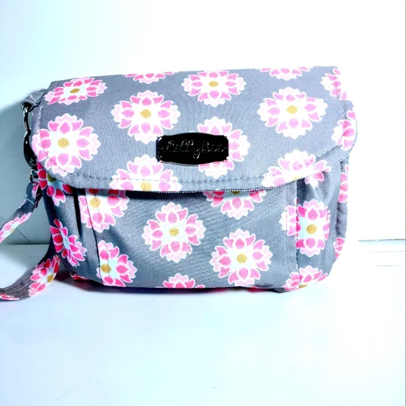Lilly Bit foldable Pink and Grey Diaper Clutch with strap