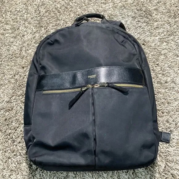 Knomo Black Mini Shoulder Straps Backpack Bag water resistant nylon padded