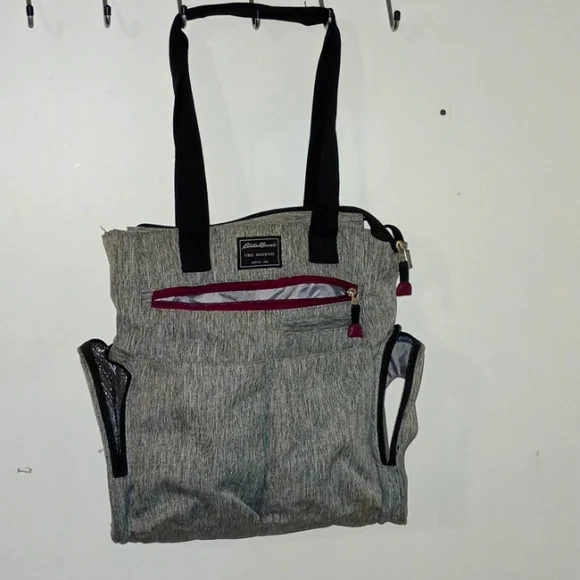 Eddie Bauer diaper bag with many compartment including insulated side pocket