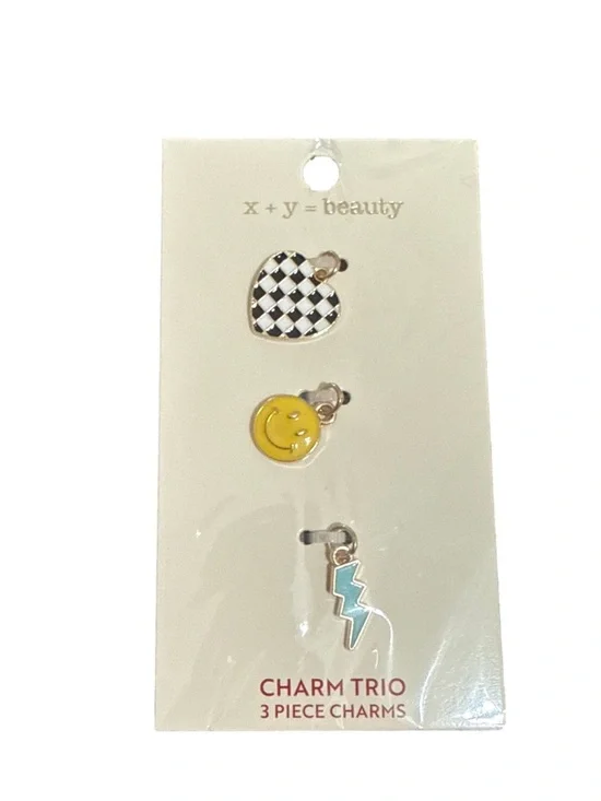 Yellow Smiley & Checkered Heart Charm Trio