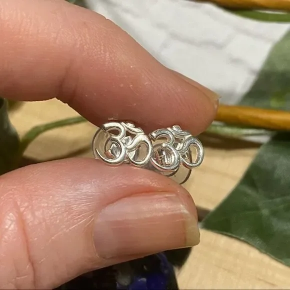 Om Sterling Silver Earrings