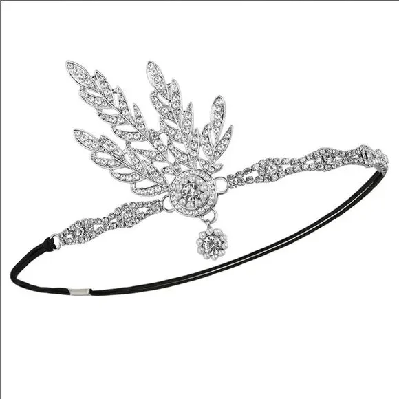 ✨ NWT Art Deco 1920’s Gatsby Flapper Crystal Rhinestone & Pearl, Silver …