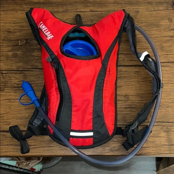 CamelBak Red and Black Hydration Backpack with Blue‎ Tube- OS