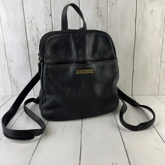 VTG Etienne Aigner Black Pebbled Leather Backpack Shoulder Bag Sling Convertible