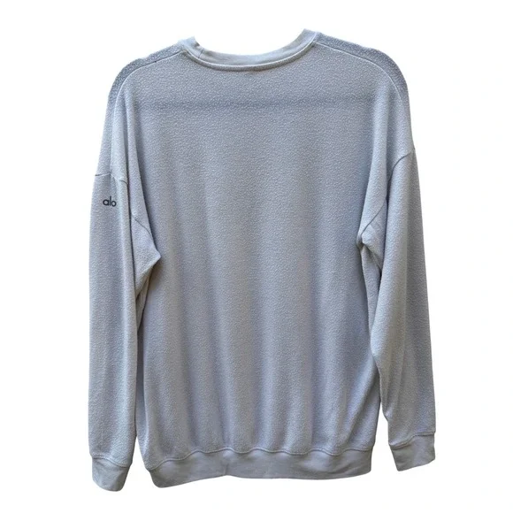 Alo Yoga Textured Fuzzy Crew Neck Pullover Sweatshirt Oversized Women XS