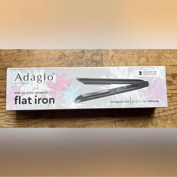 Adagio California Not So Mini Ceramic Flat Iron, Black NEW IN BOX‎